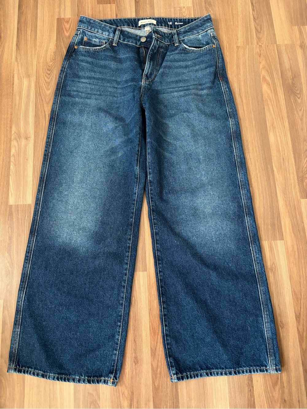 Warp + Weft Wide-Leg Dark Blue Denim Jeans